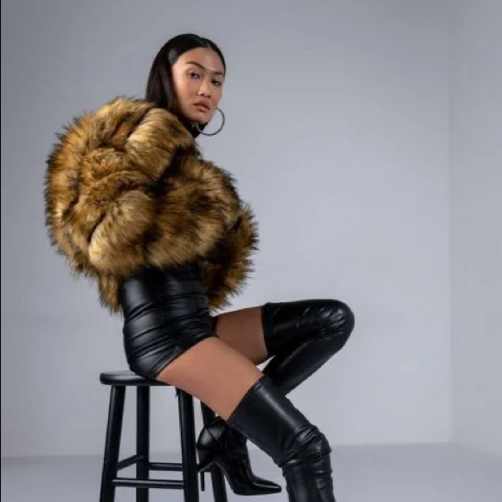 AZALEA WANG PLUS GRACELLE FAUX FUR CROPPED JACKET